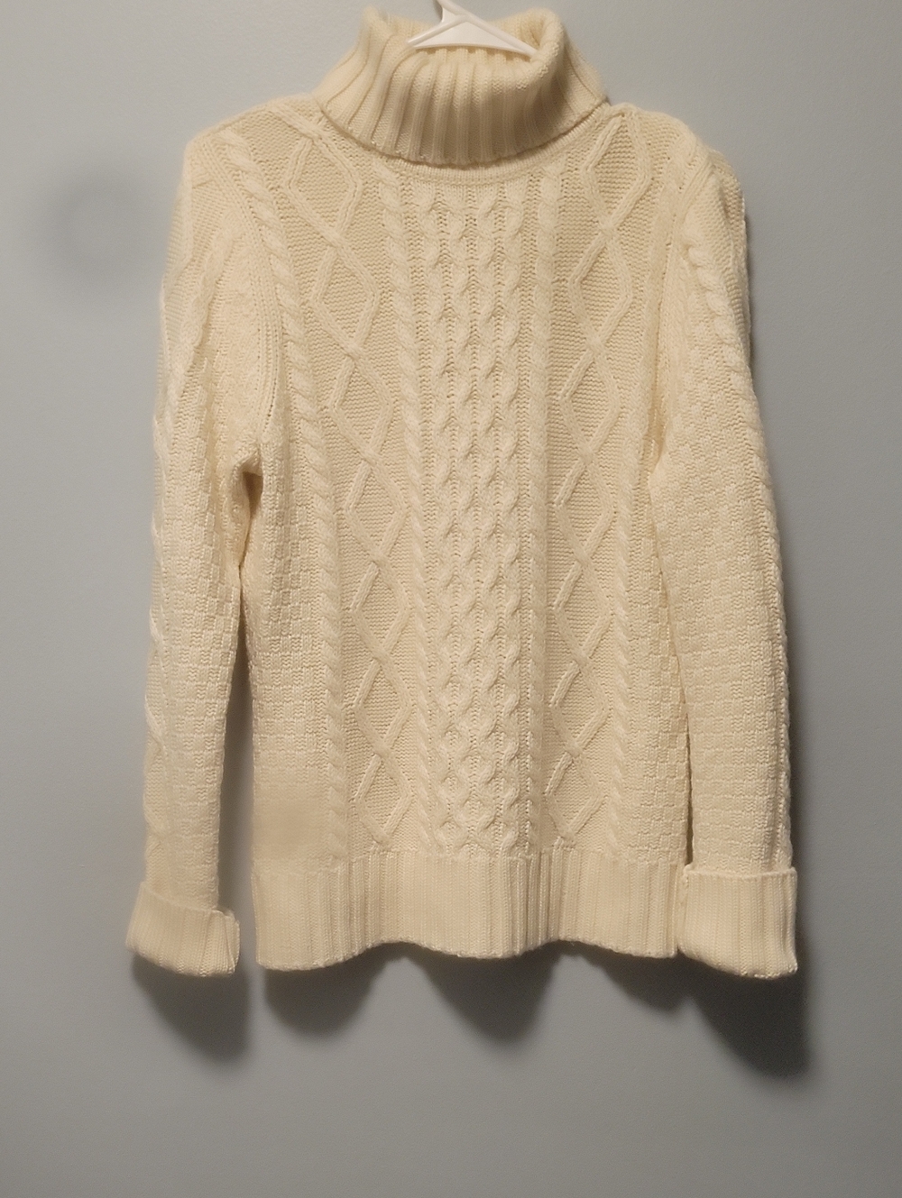 L.L. Bean Cream Cable-Knit Turtleneck Sweater